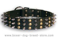 Leather black collar 27'' for Boxer /27 inch dog collar-S59