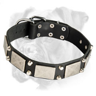 Stylish Leather Collar with Nickel Plates and Pyramids Stylish Leather Collar with Nickel Plates and Pyramids