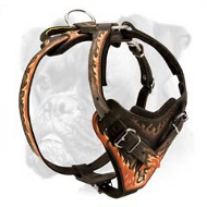 Boxer Leather Harness with Flames Painting Boxer Leather Harness with Flames Painting