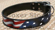 American Flag Dog Collar for Boxer -Leather usa collar