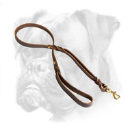 Braided Leather Boxer Leash with Additional Handle Braided Leather Boxer Leash with Additional Handle