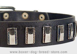 Ornament Dog Collar made of leather for Boxer