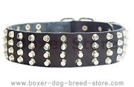 Wide Studded Leather Dog Collar-2 inch wide for Boxer