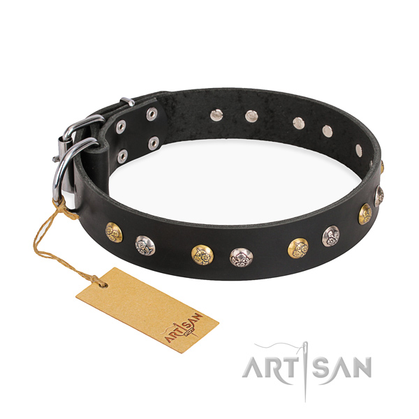Comfy wearing handmade dog collar with corrosion proof hardware