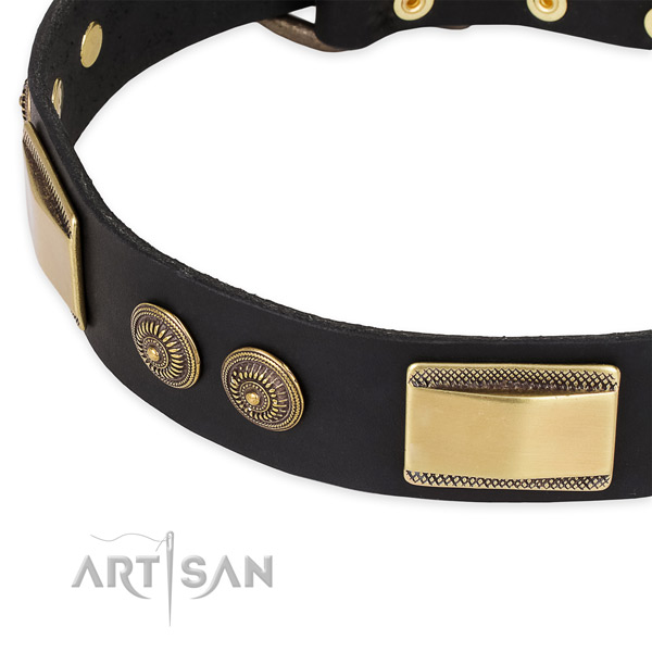 Comfortable full grain leather collar for your stylish four-legged friend