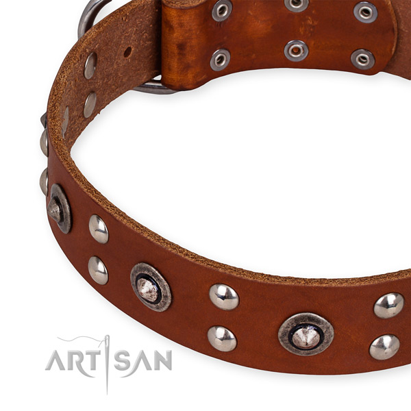 Full grain genuine leather collar with strong buckle for your attractive dog