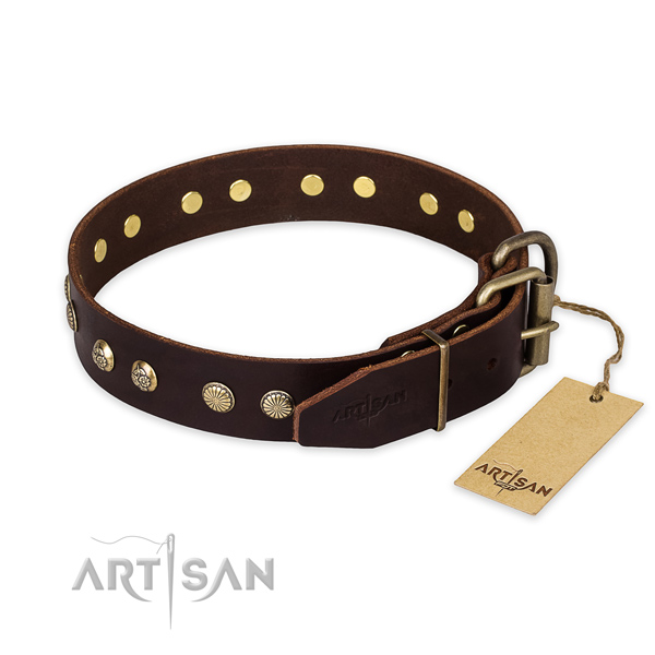 Durable hardware on genuine leather collar for your beautiful canine