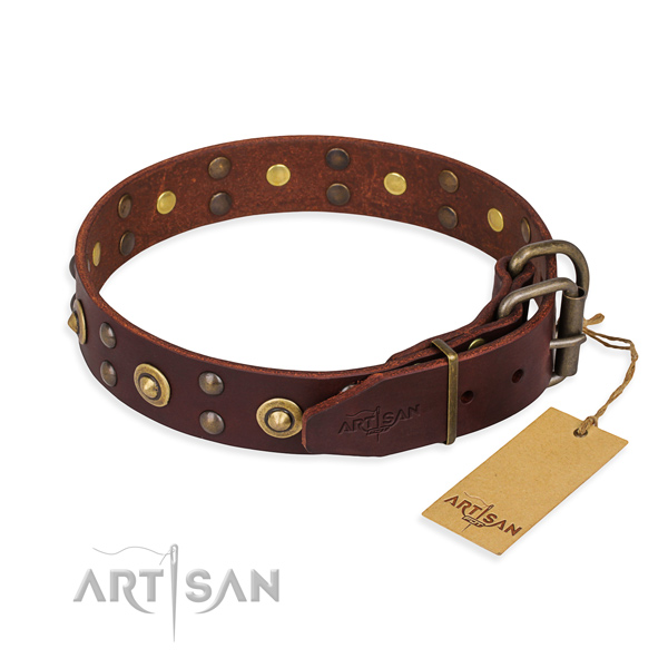 Rust resistant traditional buckle on genuine leather collar for your attractive pet