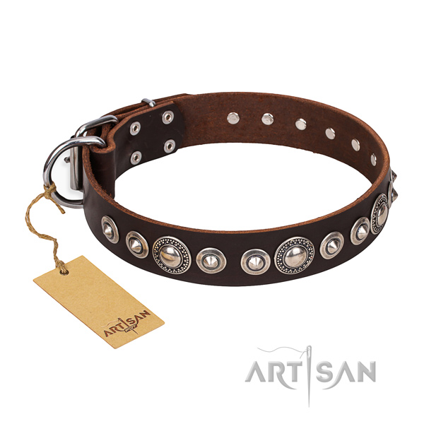Leather dog collar made of high quality material with rust resistant studs