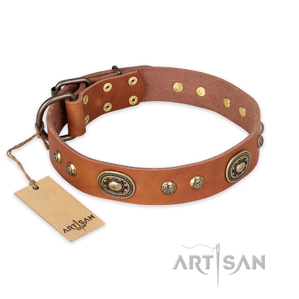 Remarkable full grain leather dog collar for easy wearing