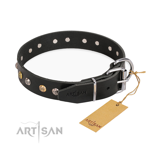 Durable full grain leather dog collar created for walking