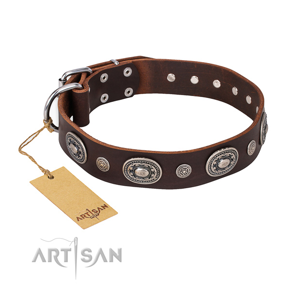 Reliable full grain leather collar handcrafted for your canine