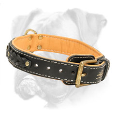 Securely stitched and riveted leather Boxer collar
