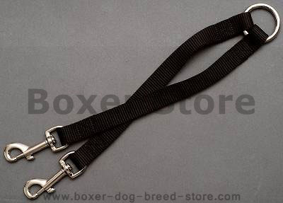 Stitched nylon coupler for walking 2 dogs for boxer dog