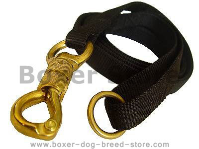 Police tracking dog leash&massive solid brass snap&smart lock for Boxer dog