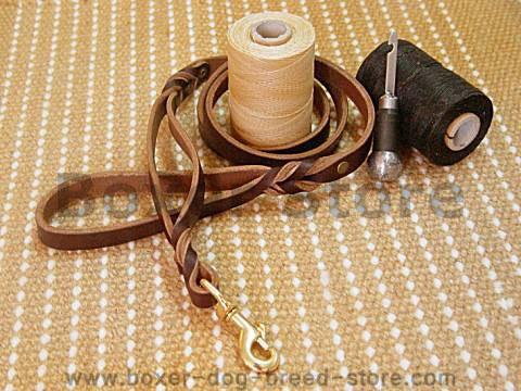 Leather Dog Leash With Extra Handle for boxer dog