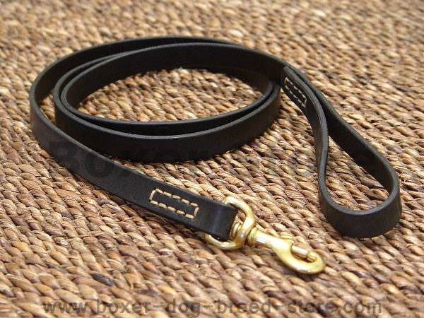 Leather dog leash stitched for boxer dog