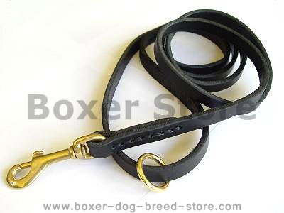 Handcrafted leather dog leash width 1/2 inch with solid brass