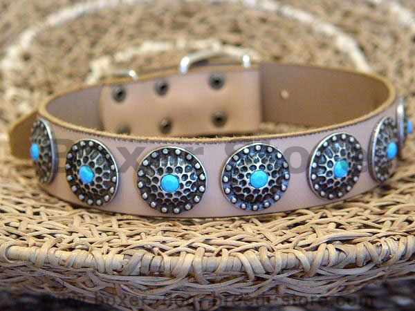 Boxer leather dog collar