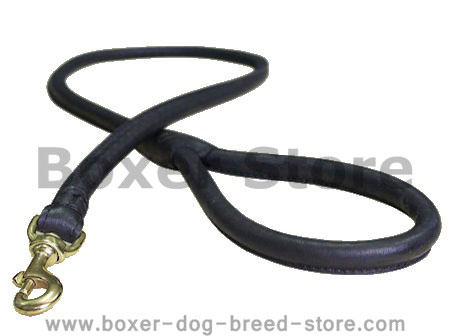 Natural Rolled Leather Dog Leash for Boxer