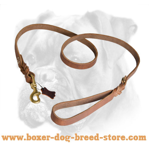 Long Servicing Braided Leather Dog Leash