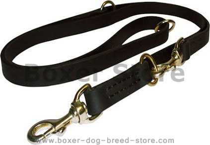 Leather leash with brass snap hook for Boxer