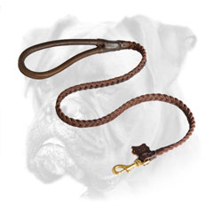 Quality leather leash for Boxer with brass snap hook
