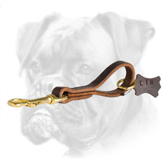 Short genuine leather Boxer leash for utmost control