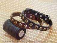Gorgeous Wide Leather Dog Collar With Doted Circles