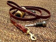 Handcrafted leather dog leash for walking and tracking