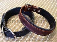 Leather dog collar padded with thick felt- Boxer