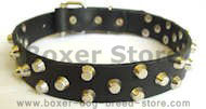Small pyramids/studs 3 rows leather dog collar - c37- Boxer