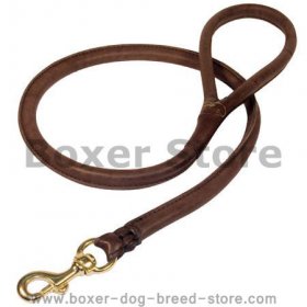 Natural Rolled Leather Dog Leash for Boxer