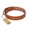 "Spring Flavor" FDT Artisan Adorned Leather Boxer Collar with Old Bronze-Plated Engraved Studs