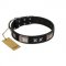 "Pitch Dark" FDT Artisan Black Leather Boxer Collar with Stars and Plates