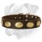 Deluxe Leather Collar Adorned with Vintage Oval Plates
