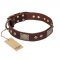 "Loving Owner" FDT Artisan Decorated Leather Boxer Collar with Plates and Studs