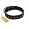 "Immense Power" Handcrafted FDT Artisan Black Leather Boxer Collar with Small Dotted Pyramids