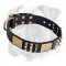 Unique Leather Boxer Collar with Charming Plates, Spikes and Pyramids