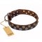 'Strong Shields' High-quality FDT Artisan Decorated Leather Boxer Collar - 1 1/2 inch (40 mm) wide