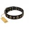 "Starry Saga" FDT Artisan Black Leather Boxer Collar with Stars and Skulls
