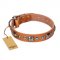 "Era of Future" FDT Artisan Handcrafted Tan Leather Boxer Collar with Decorations