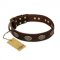"Chocolate kiss" FDT Artisan Leather Boxer Collar with Old Bronze Look Oval Plates