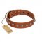 "Heroic Deeds" Designer Handmade FDT Artisan Tan Leather Boxer Collar