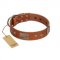 "Great Obelisk" Handcrafted FDT Artisan Tan Leather Boxer Collar with Large Plates and Pyramids