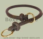 Reliable Rolled Leather Choke Collar for Boxer Breed
