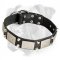 Stylish Leather Collar with Nickel Plates and Pyramids