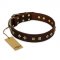"Fashion Studs" FDT Artisan Decorated Leather Boxer Collar with Old Bronze-Plated Steel Hardware