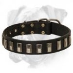 Ornament Leather Dog Collar for Boxer Training and Walking