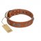 "Brave Spirit" Handmade FDT Artisan Designer Tan Leather Boxer Collar with Shields